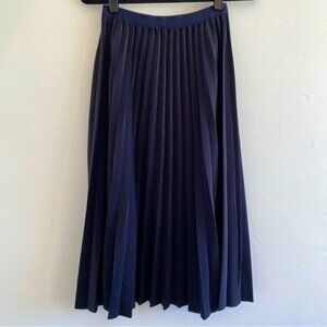 Coco Martini Long A-Line Skirt Womens XS/S Navy Accordion Twirly Pull On Shimmer
